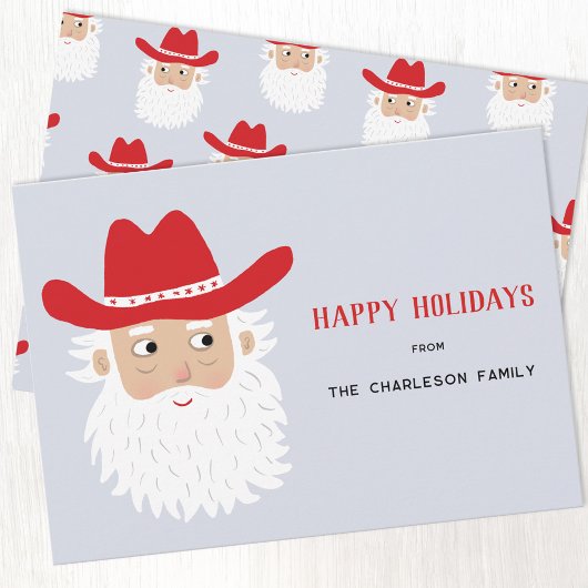 Cowboy Kerstman Kerstmis Feestdagenkaart