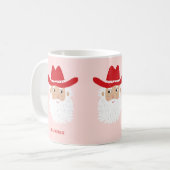 Cowboy Kerstman Roze Aangepaste Tekst Koffiemok (Voorkant links)