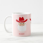 Cowboy Kerstman Roze Aangepaste Tekst Koffiemok (Links)