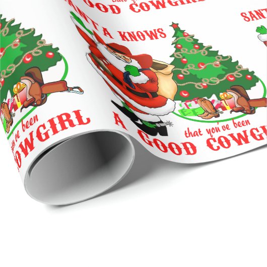 Cowboy Kerstman weet dat je een braaf cowgirl bent Cadeaupapier (Rol Hoek)