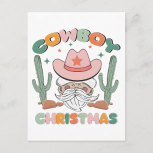 Cowboy Kerstman Western Kerst Rodeo PNG Ontwerp Feestdagenkaart