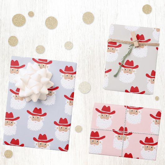 Cowboy Kerstman Western Kerstmis Inpakpapier Vel