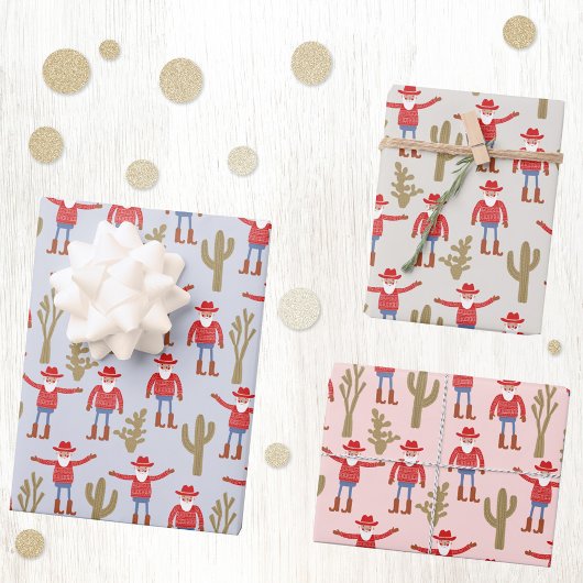 Cowboy Kerstman Western Kerstmis Inpakpapier Vel