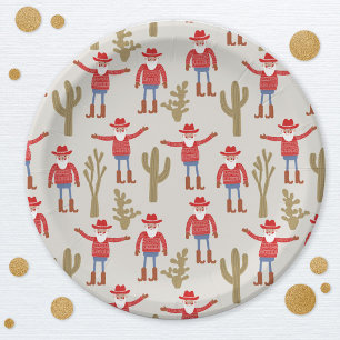Cowboy Kerstman Western Kerstmis Papieren Bordje