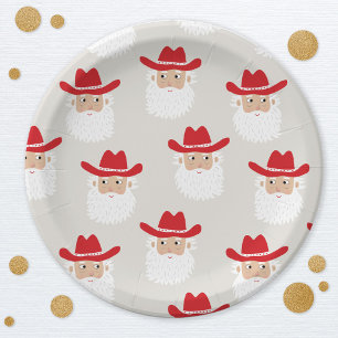 Cowboy Kerstman Western Kerstmis Papieren Bordje