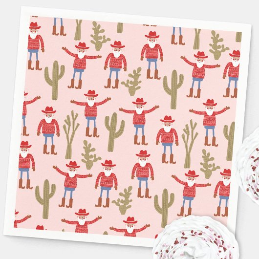 Cowboy Kerstman Western Kerstmis Servet