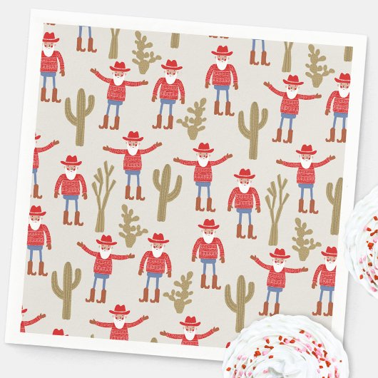 Cowboy Kerstman Western Kerstmis Servet
