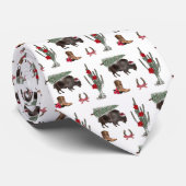 Cowboy Kerstmis Bison Western Buffalo Pattern Stropdas (Opgerold)