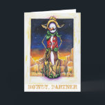 "Cowboy Kerstmis" Desert Southwest Snowman Feestdagen Kaart<br><div class="desc">Stuur een hoer naar je vrienden en familie voor de feestdagen! Deze sheriff snowman is hier om je te helpen iedereen te begroeten met heldere kleuren en een unieke stijl. Dit is een soort ontwerp dat je nergens anders vindt</div>