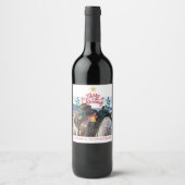 Cowboy Kerstmis Familie Ranch Vrolijk Kerstfeest Wijn Etiket (Voorkant)