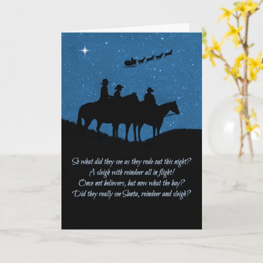 Cowboy Kerstmis met Kerstman en slee Kaart (Gele Bloem)