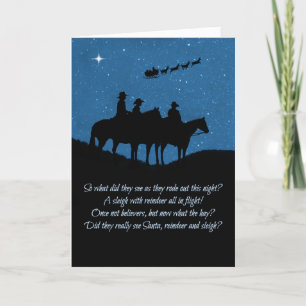 Cowboy Kerstmis met Kerstman en slee Kaart