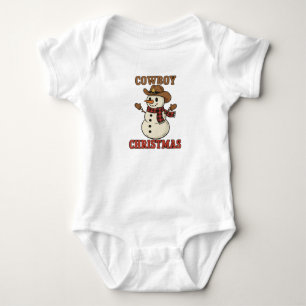 Cowboy Kerstmis Sneeuwman Baby Bodysuit – Western