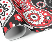 Cowboy kerstrode paisley Land Western Cadeaupapier (Rol Hoek)