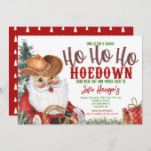 Cowboy Kerstuitnodiging, Country Hoedown Chris Kaart (Voorkant / Achterkant)