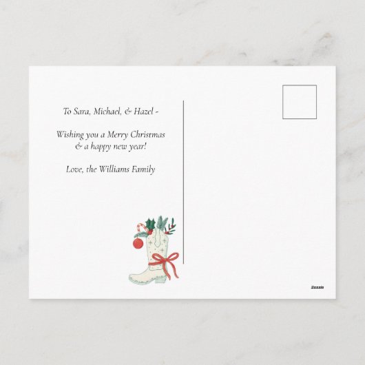 Cowboy Kerstvakantie Briefkaart Groet (Achterkant)