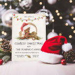 Cowboy kerstverlichting Rustieke Waterverf Party Kaart<br><div class="desc">Waterverf Westerne Cowboy kerstfeestuitnodigingen. Pet Beschikt over een cowboylaars met kerstmuts, slingers, kerstverlichting, cowboylaars, lasso en hoefijzer. Geweldig voor uw Westerne Theme Holiday Christmas Party! Alle formuleringen kunnen worden gewijzigd. Ga naar Deze sjabloon personaliseren om meer wijzigingen aan te brengen. Onderaan zie je "Wilt u dit ontwerp nog verder aanpassen?...</div>