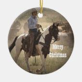 Cowboy-kerstversiering Keramisch Ornament (Voorkant)