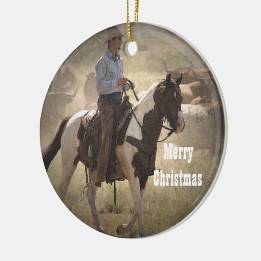Cowboy-kerstversiering Keramisch Ornament (Links)