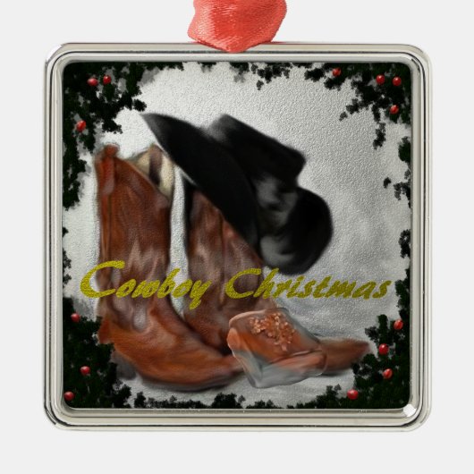 Cowboy-kerstversiering Metalen Ornament (Voorkant)