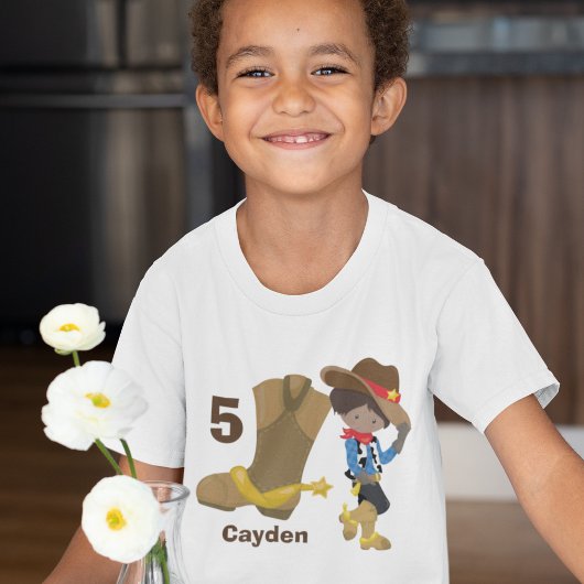 Cowboy Kids Birthday Party Custom Hispanic Boy T-shirt