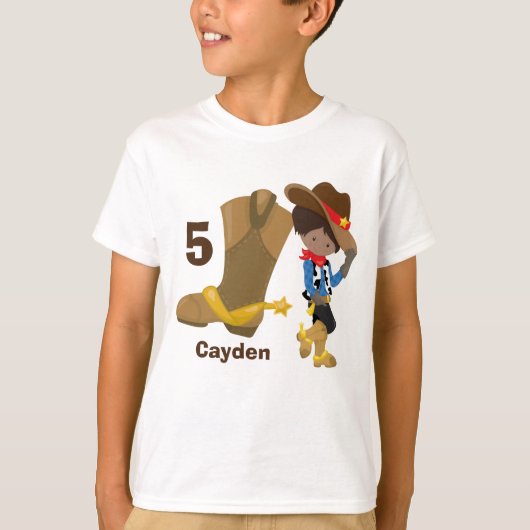 Cowboy Kids Birthday Party Custom Hispanic Boy T-shirt (Voorkant)