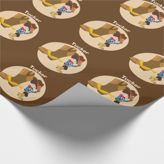Cowboy Kids Birthday Party Monogram Little Boy Cadeaupapier (Hoek)