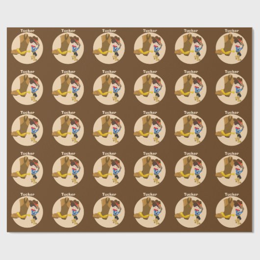Cowboy Kids Birthday Party Monogram Little Boy Cadeaupapier (Vlak)
