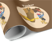 Cowboy Kids Birthday Party Monogram Little Boy Cadeaupapier (Rol Hoek)