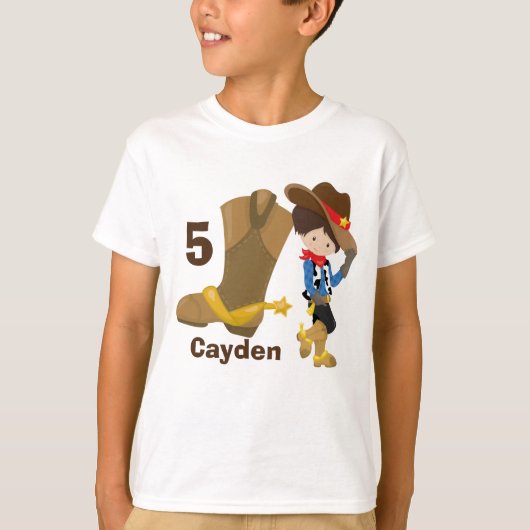 Cowboy Kids Verjaardagsfeestje Custom Little Boy T-shirt (Voorkant)