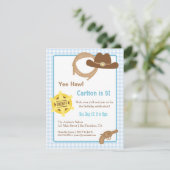 Cowboy Kids Westerse Verjaardagsfeest Uitnodiginge Kaart (Staand voorkant)