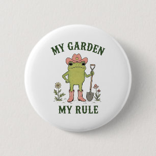 Cowboy Kikker Tuinieren Mijn Tuin Mijn Regel Ronde Button 5,7 Cm