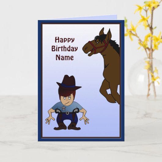 Cowboy Kind - aangepaste vogeldagkaart Kaart (Gele Bloem)