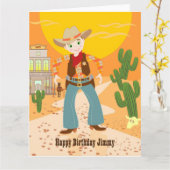 Cowboy kind kaart (Gele Bloem)