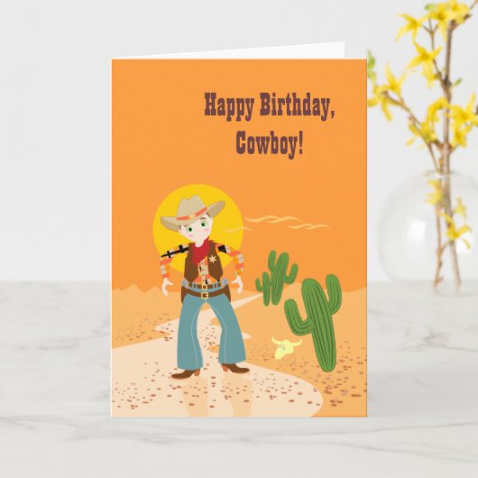 Cowboy kind kaart (Gele Bloem)