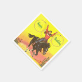 Cowboy Kind op paard met touwen Gefeliciteerd Servet (Hoek)