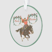 Cowboy-Kind op paarden met een kerstontwerp voor r Ornament (voorkant)