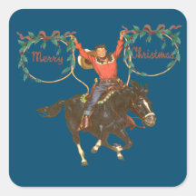 Cowboy-Kind op paarden met kerstmis