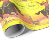 Cowboy-Kind op paarden met roofdieren Cadeaupapier (Rol Hoek)