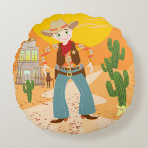 Cowboy kind rond kussen
