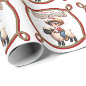 Cowboy Kind Santa Mutton Busting Christmas Cadeaupapier (Rol Hoek)