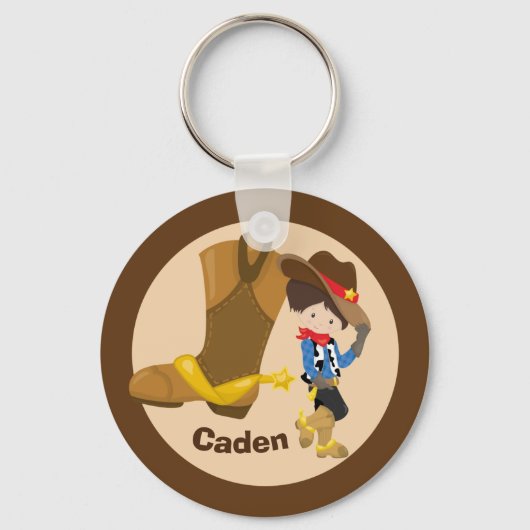 Cowboy Kinder Custom Boys Monogram Wild West Rodeo Sleutelhanger (Voorkant)