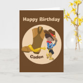 Cowboy Kinder Custom Hispanic Boy Happy Birthday Kaart (Gele Bloem)