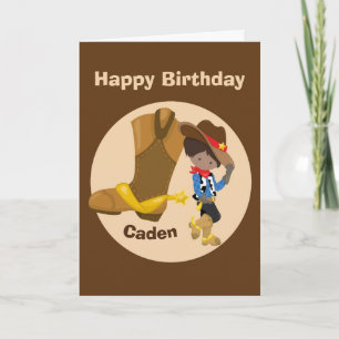 Cowboy Kinder Custom Hispanic Boy Happy Birthday Kaart