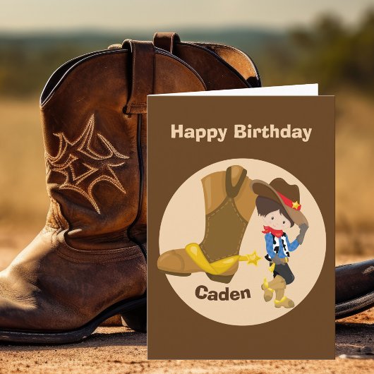 Cowboy Kinder Custom Little Boys Happy Birthday Kaart
