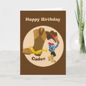 Cowboy Kinder Custom Little Boys Happy Birthday Kaart (Voorkant)
