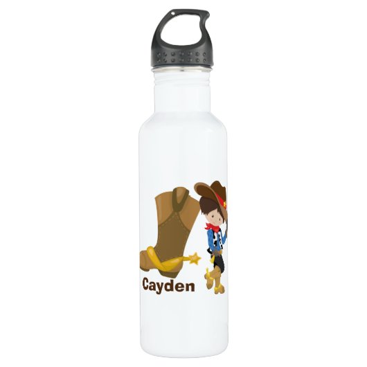 Cowboy Kinder Cute Boys Monogram Rodeo Wild West Waterfles (Voorkant)