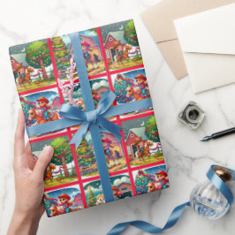 Cowboy Kinder decoreren kerstboom Cadeaupapier