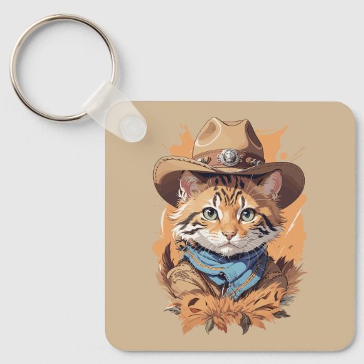 cowboy kitten ontwerp sleutelhanger (Voorkant)