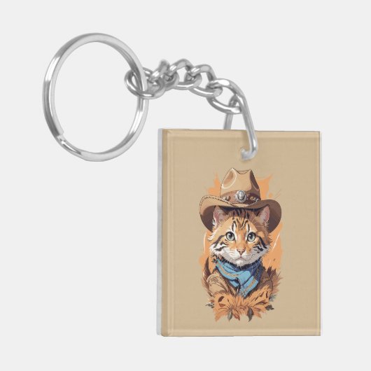 cowboy kitten ontwerp sleutelhanger (Voorkant Links)